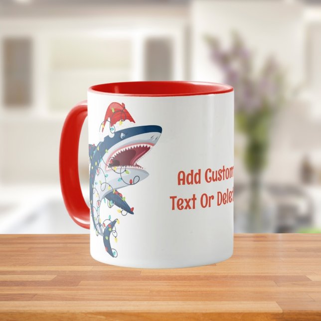 Santa Shark jul Ljus Sharkmas Träd Julafton Mugg (Skapare uppladdad)