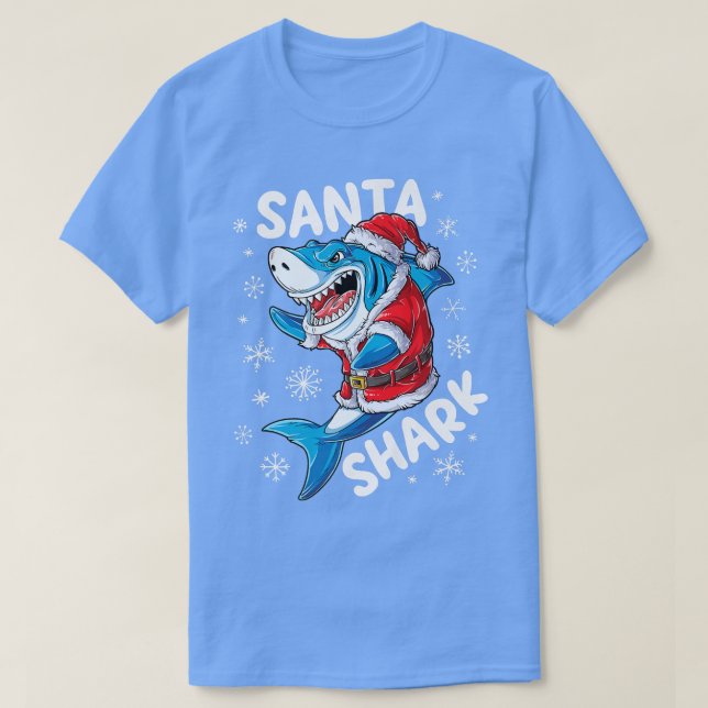 Santa Shark jul Pajamas Julafton Boys Manar Merry T Shirt (Design framsida)