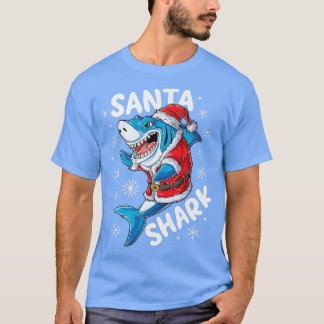 Santa Shark jul Pajamas Julafton Boys Manar Merry T Shirt
