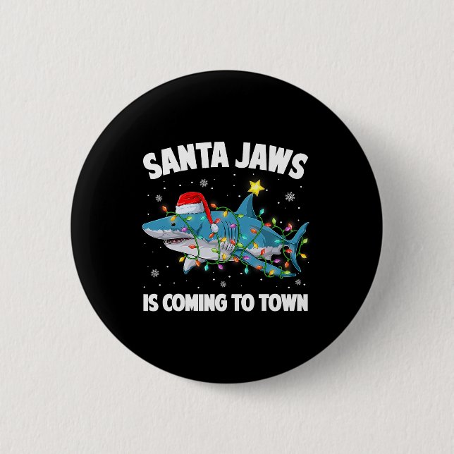 Santa Shark Julbelysning Glad Sharkmas Jul B Knapp (Framsida)