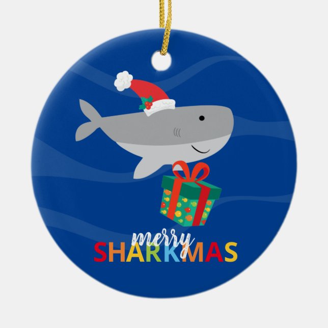 Santa Shark Julgransprydnad Keramik (Framsidan)
