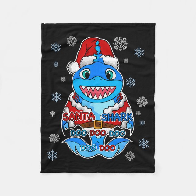 Santa Shark, Shark In A Santa Suit, Christmas Shar Fleecefilt (Framsidan)