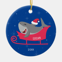 Santa Shark Sled Ornament