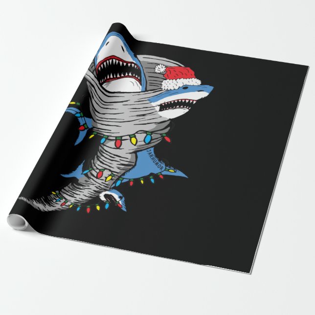 Santa Shark Tornado God jul Presentpapper (Utrullad)