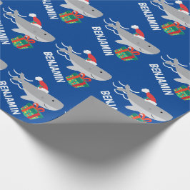 Santa Shark with Namn Wrapping Papper Presentpapper
