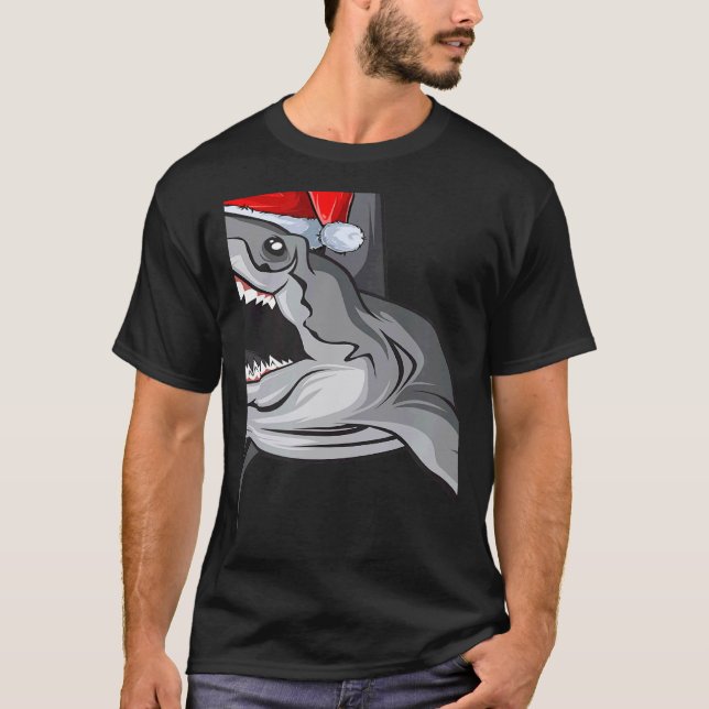 Santa Sharkmas Xmas  Shark Christmas T Shirt (Framsida)