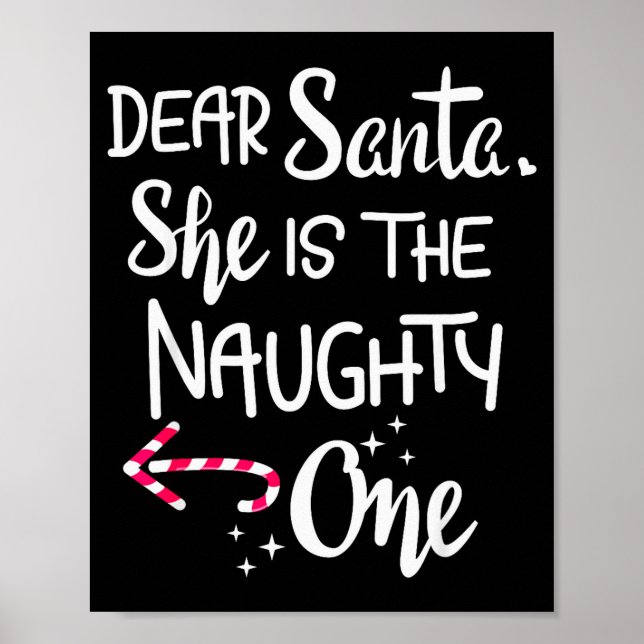 Santa She Is The Naughty One Couples Christmas Cut Poster (Framsidan)