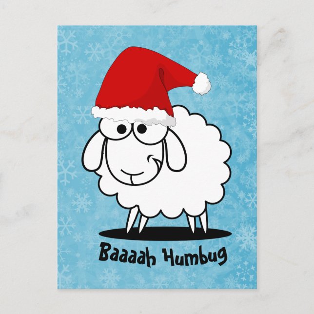 Santa Sheep Bah Humbug Vykort (Framsida)