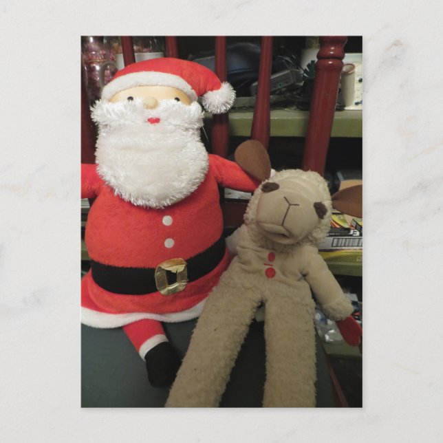 Santa & Sheep Helg Vykort (Framsida)
