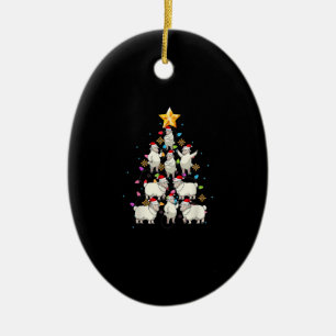 Santa Sheep Julgran Ljus Funny Sheep Gift Julgransprydnad Keramik