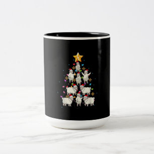 Santa Sheep Julgran Ljus Funny Sheep Gift Två-Tonad Mugg