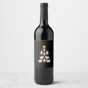 Santa Sheep Julgran Ljus Funny Sheep Gift Vinflaska Etikett
