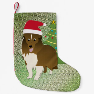 Santa Shetland Sheepdog Liten Julstrumpa