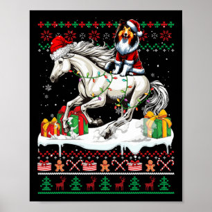 Santa Shetland Sheepdog Riding Horse Jul Swe Poster