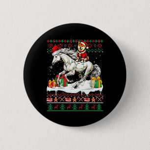 Santa Shiba Inu Riding Horse jul Sweater Lov Knapp