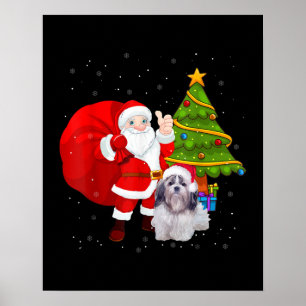Santa Shih Tzu Julgran Funny Julafton Gift Poster