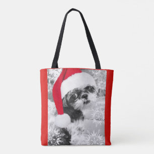 Santa Shih Tzu Tote Bag Tygkasse