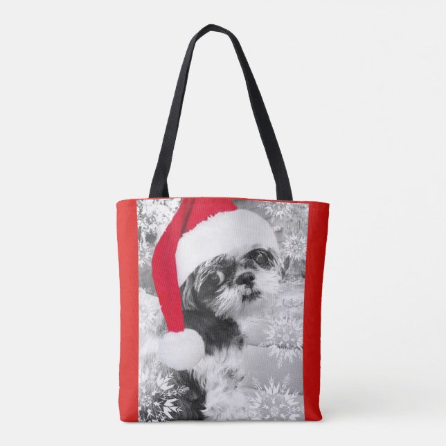 Santa Shih Tzu Tote Bag Tygkasse (Baksida)