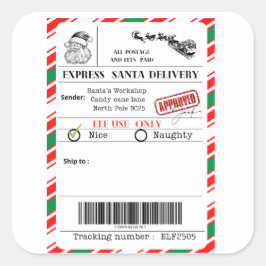 Santa shipping label fyrkantigt klistermärke