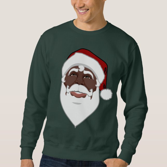 Santa Shirt African American Santa Sweatshirtss Lång Ärmad Tröja (Framsida)