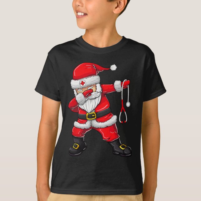 Santa Shirt jul SCrub Toppar Women Funny Nurse T Shirt (Framsida)
