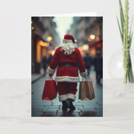 Santa shopping Xmas card Helgkort