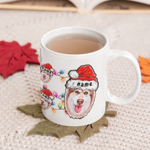 Santa Siberian husky Head Santa Hat Hund älskare Kaffemugg