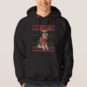 Santa Siberian husky Hund jul Ljus Ugly Xma Hoodie