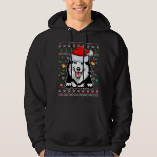 Santa Siberian husky Hund Julafton Pajama Ugly Chr Hoodie