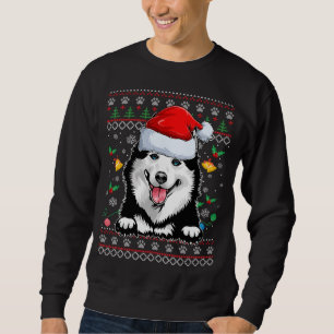Santa Siberian husky Hund Julafton Pajama Ugly Chr Lång Ärmad Tröja