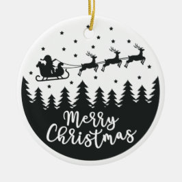 Santa Silhouette God jul Ceramic Ornament