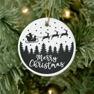 Santa Silhouette God jul keramiskt prydnadsförem Julgransprydnad Keramik