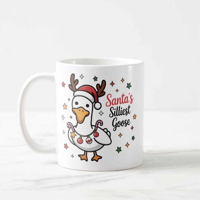 Santa Silly Goose Christmas Duck Funny Cute  Kaffemugg (Vänster)