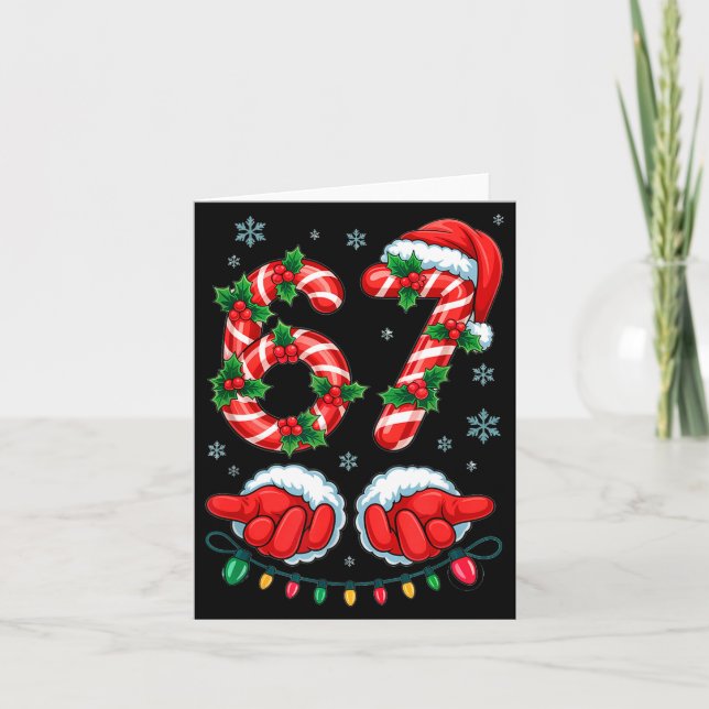 Santa Six Seven 67 Meme Christmas 67 Candy Cane Ki Kort (Framsida)