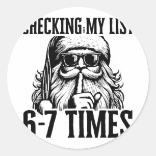 Santa Six Seven 6 7 Meme Roligt Jul Högtid H Runt Klistermärke