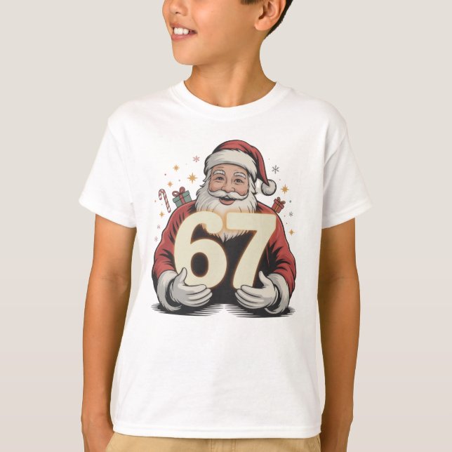Santa Six Seven 6-7 Viral Meme Christmas T Shirt (Framsida)