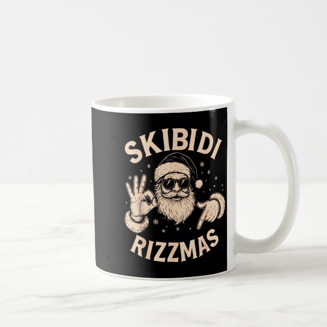 Santa Six Seven Meme 67 Hands Sign Rizz Skibidi Ri Kaffemugg (Höger)