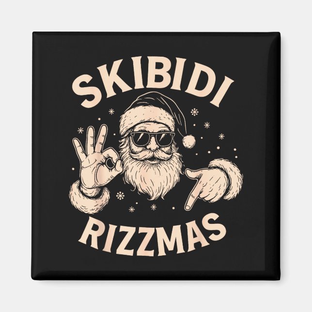 Santa Six Seven Meme 67 Hands Sign Rizz Skibidi Ri Magnet (Framsidan)