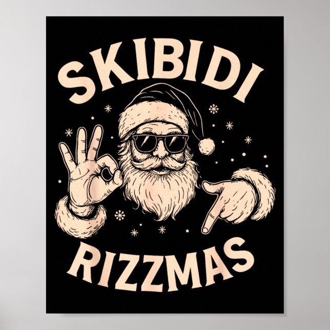 Santa Six Seven Meme 67 Handskylt Rizz Skibidi Ri Poster (Framsidan)