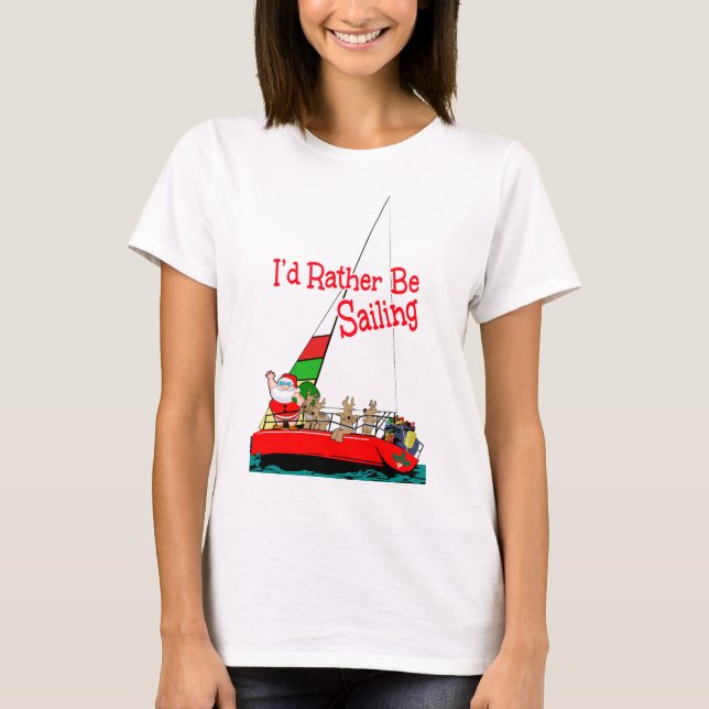 Santa sjömanseglingen på jul t shirt (Framsida)
