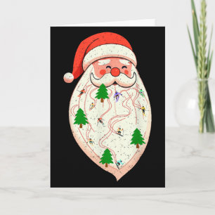 Santa Skägg Skidåkning Jul Skidor Xmas Högtid Skid Kort