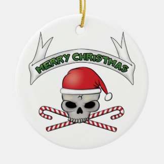 Santa skalle & Crossbonesjulprydnad Julgransprydnad Keramik