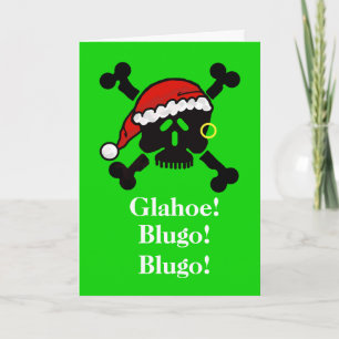 Santa skalle och rolig julkort för Crossbones Helgkort