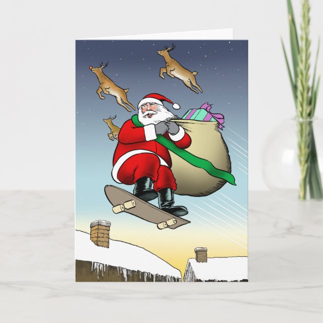 Santa Skateboard Kort (Framsida)