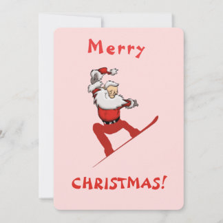 Santa Skateboarding Julkort
