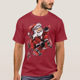 Santa Skateboarding T Shirt