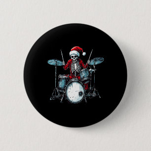 Santa Skeleton spelar Drum Drummer Percussionist Knapp
