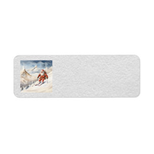 Santa Skiing-Adressetiketter Returadress Etikett