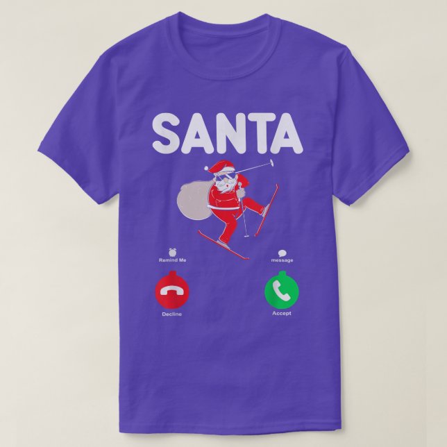 Santa Skiing Älskare Funny Julafton Skiing ringer  T Shirt (Design framsida)
