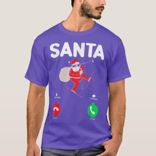 Santa Skiing Älskare Funny Julafton Skiing ringer T Shirt